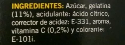 Lista de ingredientes del producto Gelatina - Sabor a limón Hacendado 