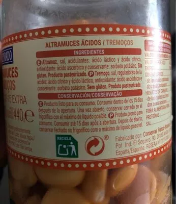 Lista de ingredientes del producto Altramuces Hacendado 