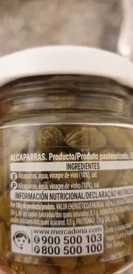 Lista de ingredientes del producto Alcaparras Hacendado 80 g