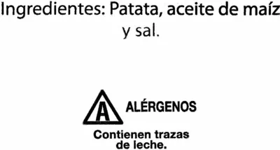 Lista de ingredientes del producto Patatas fritas lisas al punto justo de sal Hacendado 220 g