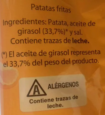 Lista de ingredientes del producto Patatas fritas onduladas Hacendado 180 g