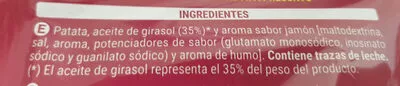 Lista de ingredientes del producto Patatas Sabor Jamón Serrano Hacendado 170 g