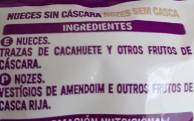 Lista de ingredientes del producto Nuez natural Hacendado 200 g