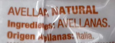 Lista de ingredientes del producto Avellana natural Hacendado 200 g