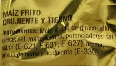 Lista de ingredientes del producto Maíz frito Hacendado 170 g