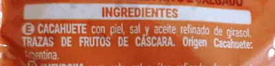 Lista de ingredientes del producto Cacahuete frito Hacendado 250 g