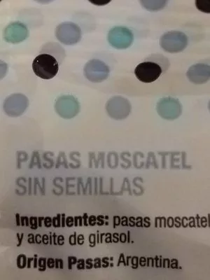 Lista de ingredientes del producto Pasas moscatel sin semillas Hacendado 350 g