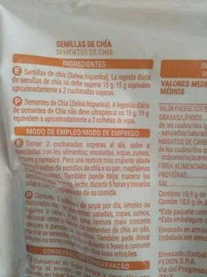 Lista de ingredientes del producto Chia Hacendado 150 g