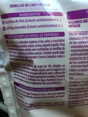 Lista de ingredientes del producto Lino dorado Hacendado 