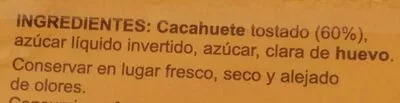 Lista de ingredientes del producto Turrón de cacahuete blando Hacendado 