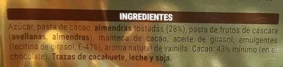 Lista de ingredientes del producto Turrón chocolate negro con almendras Hacendado 