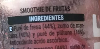 Lista de ingredientes del producto Smoothie fresa Hacendado 