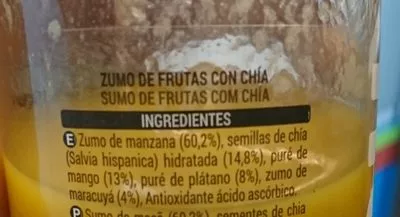 Lista de ingredientes del producto Fresh maracuyá & chía Hacendado 