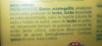 Lista de ingredientes del producto Queso fundido sandwich Hacendado 200g