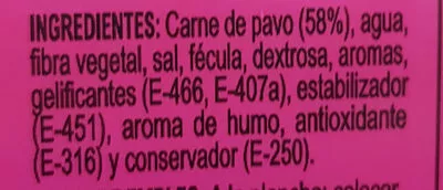 Lista de ingredientes del producto Salchichas de pavo 3% grasa Hacendado 2 x 200 g