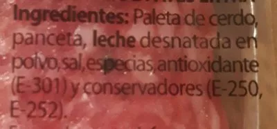 Lista de ingredientes del producto Longaniza de Payés Hacendado 125 g