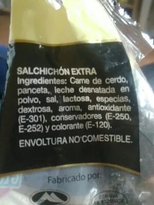 Lista de ingredientes del producto   