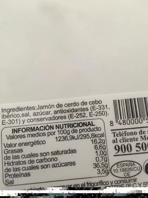 Lista de ingredientes del producto Tapas de Jamón de Cebo Ibérico  100 g