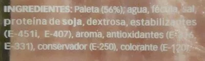 Lista de ingredientes del producto Fiambre magro sandwish Hacendado 300 g