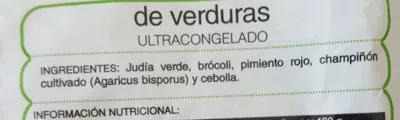 Lista de ingredientes del producto Salteado de verduras Hacendado 600 g