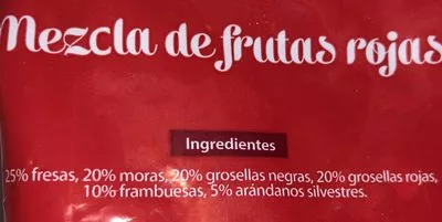 Lista de ingredientes del producto Mezcla de frutas rojas Hacendado 300 g