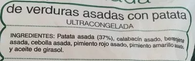 Lista de ingredientes del producto Parrillada de verduras asadas con patata Hacendado 400 g