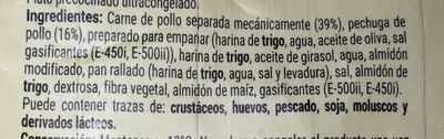 Lista de ingredientes del producto Nuggets pollo Hacendado 