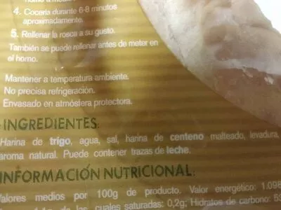 Lista de ingredientes del producto Rosca para hornear Hacendado 300 g