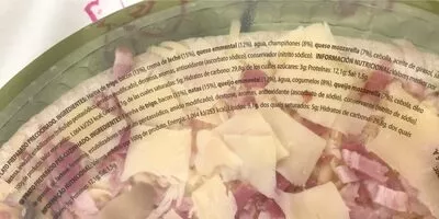 Lista de ingredientes del producto Carbonara pizza Hacendado 