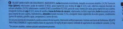 Lista de ingredientes del producto Mini Nata Hacendado 