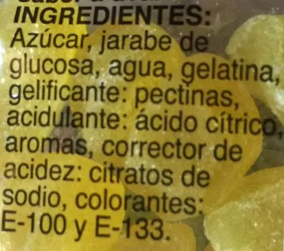 Lista de ingredientes del producto 12 xuxes uvas nochevieja Hacendado 25 g