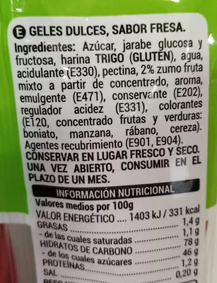 Lista de ingredientes del producto Rega relli Hacendado 150 g