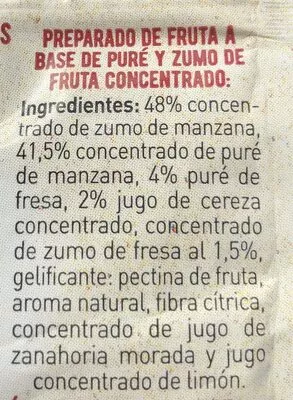 Lista de ingredientes del producto Golosinas con fresa Hacendado 50 g