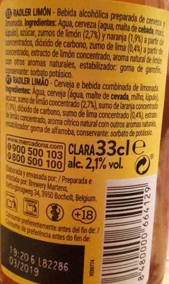 Lista de ingredientes del producto Radler Steinburg Steinburg 