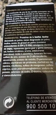 Lista de ingredientes del producto Batido de Chocolate  