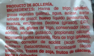 Lista de ingredientes del producto Croissant tiernos y deliciosos Hacendado 430g