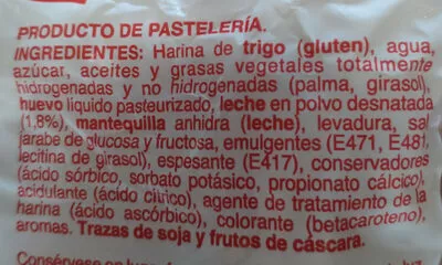 Lista de ingredientes del producto Pan de leche tiernos y deliciosos Hacendado 480 g