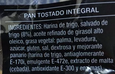 Lista de ingredientes del producto Panecillos tostados integrales Hacendado 300g