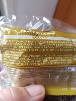 Lista de ingredientes del producto Bizcocho de limón sin gluten Hacendado 