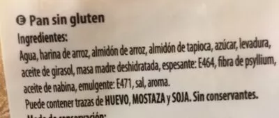 Lista de ingredientes del producto Baguette Hacendado 