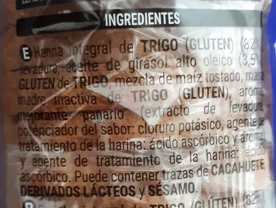 Lista de ingredientes del producto Pan tostado integral Hacendado 540 g