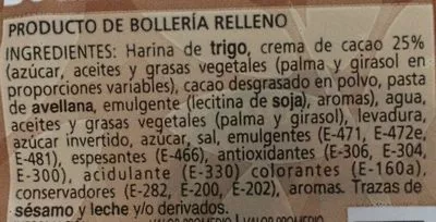 Lista de ingredientes del producto Bollo crema cacao Mercadona 