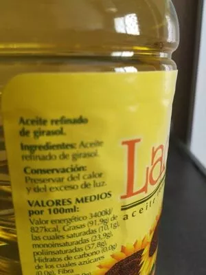 Lista de ingredientes del producto Aceite de girasol Lanisol 