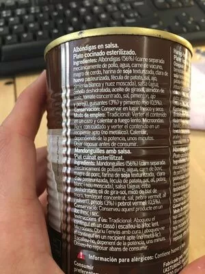 Lista de ingredientes del producto Albóndigas en salsa Eroski 