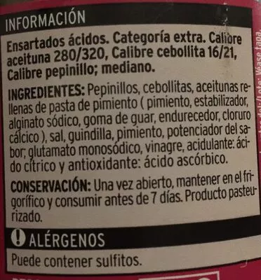 Lista de ingredientes del producto Banderillas picantes Eroski 