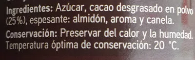 Lista de ingredientes del producto Instantaneo a la taza cacao Eroski 350 g