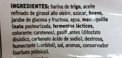 Lista de ingredientes del producto sobaos Eroski 