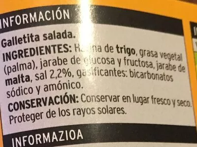 Lista de ingredientes del producto Cocktail de galletas saladas Eroski 