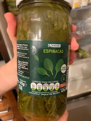 Lista de ingredientes del producto Espinacas Eroski 