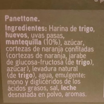 Lista de ingredientes del producto Panettone tradicional Eroski 